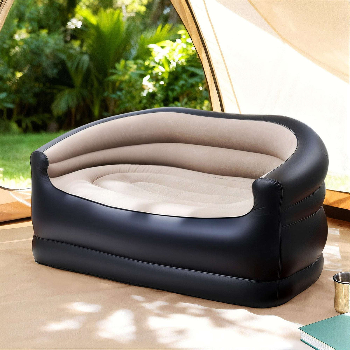 Inflatable Two-Seater Sofa with Pump – Coffee