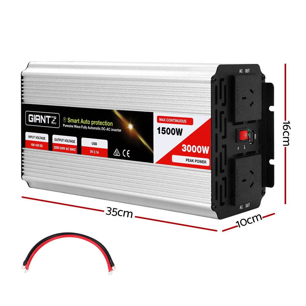 Giantz 1500W Pure Sine Wave Inverter 12V, view 2