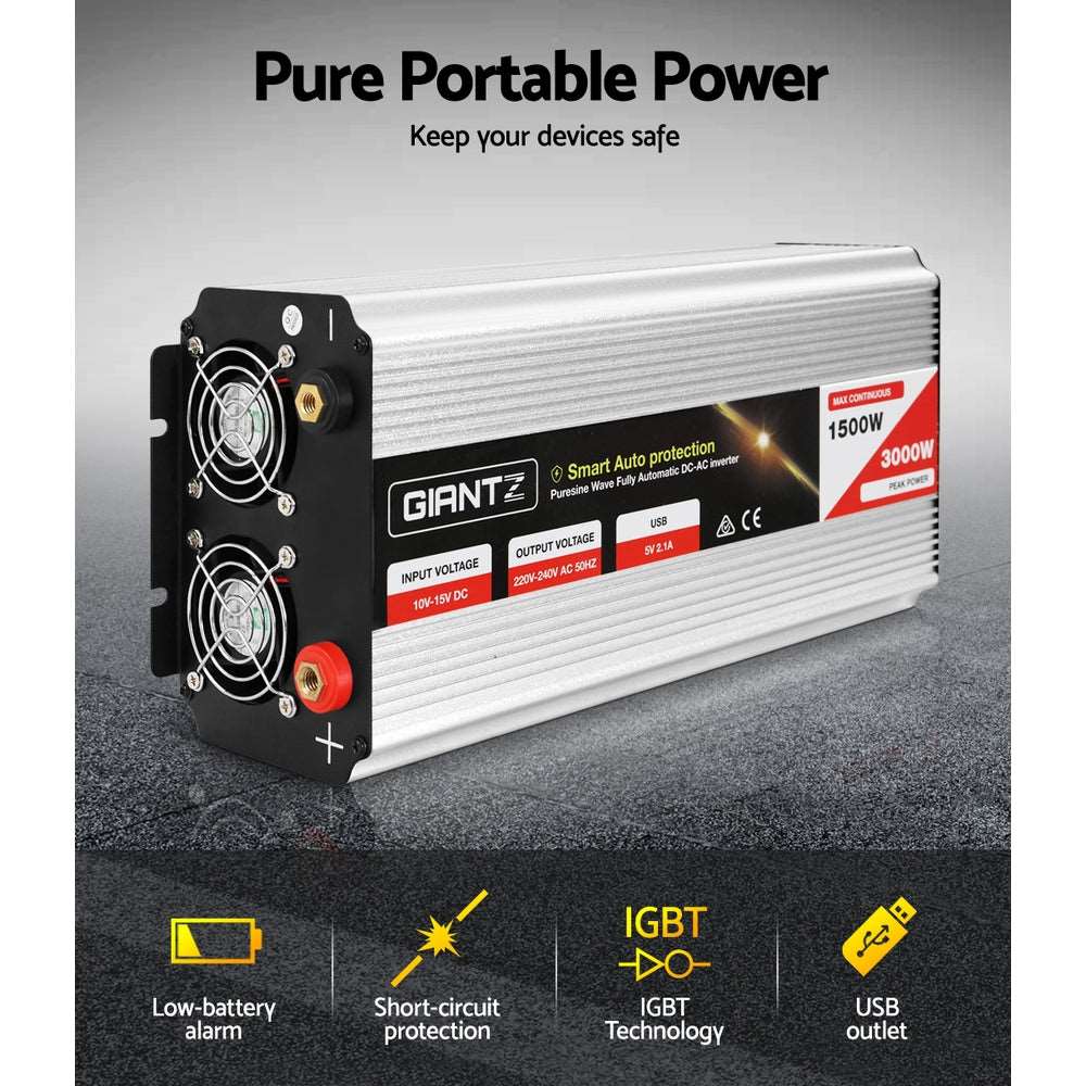 Giantz 1500W Pure Sine Wave Inverter 12V, view 6