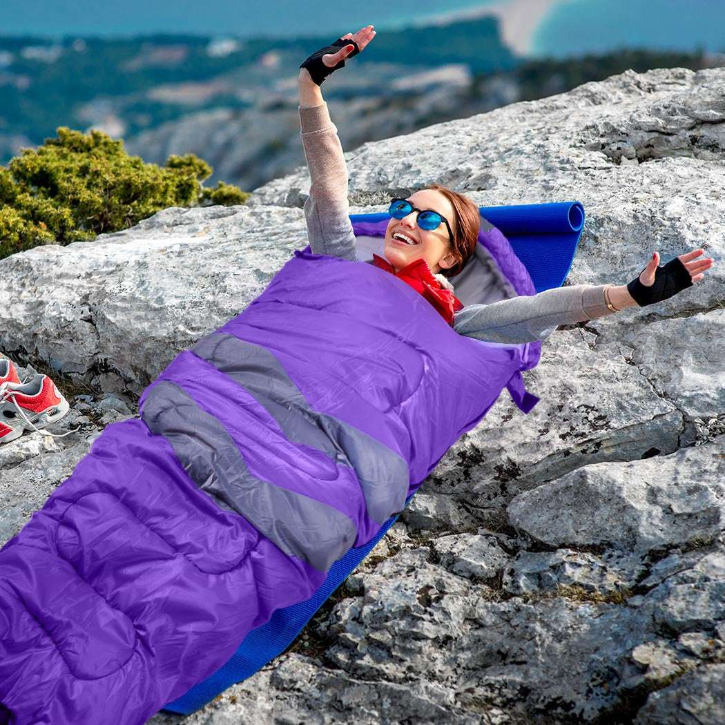 Mountview Single Sleeping Bag Bags Outdoor Purple, view 7