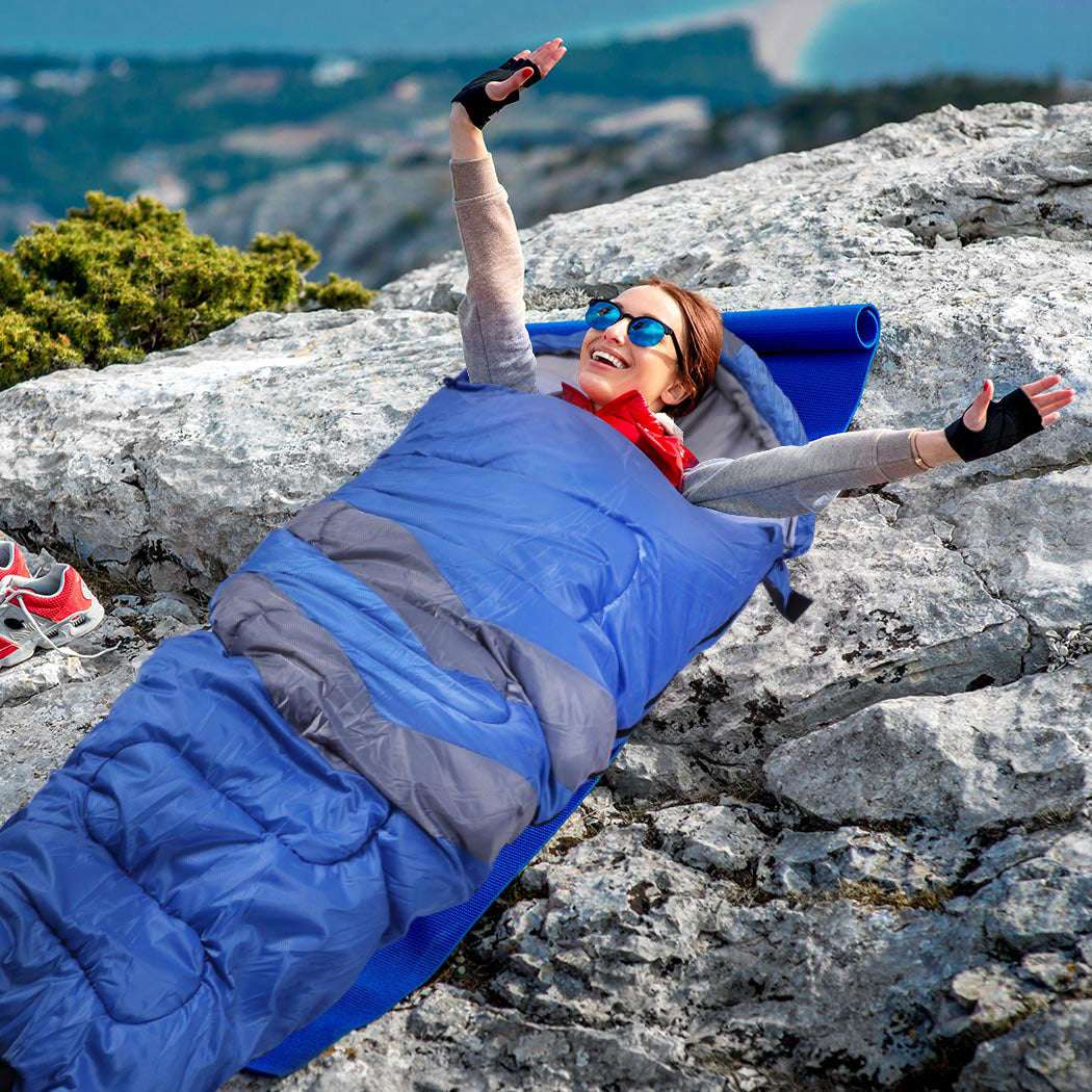 Mountview Single Sleeping Bag Bags Outdoor Blue, view 7