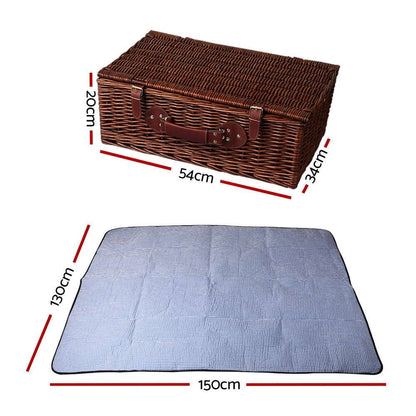 Alfresco 4 Person Wicker Picnic Basket Set with Blanket, view 2