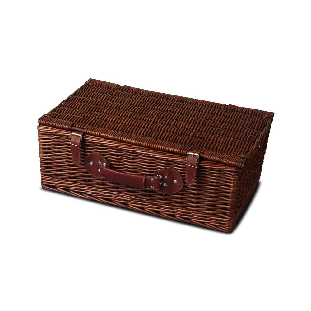 Alfresco 4 Person Wicker Picnic Basket Set with Blanket, view 3