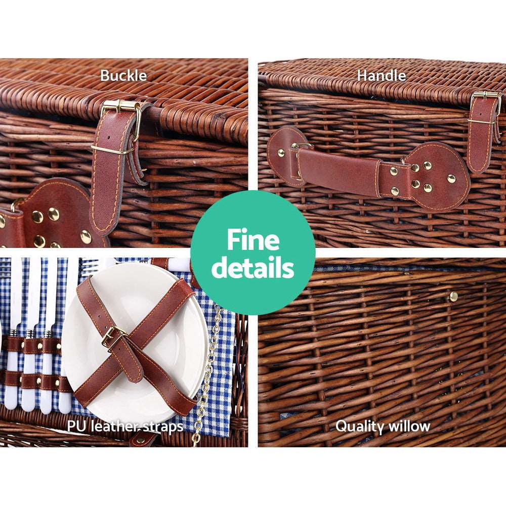 Alfresco 4 Person Wicker Picnic Basket Set with Blanket, view 4