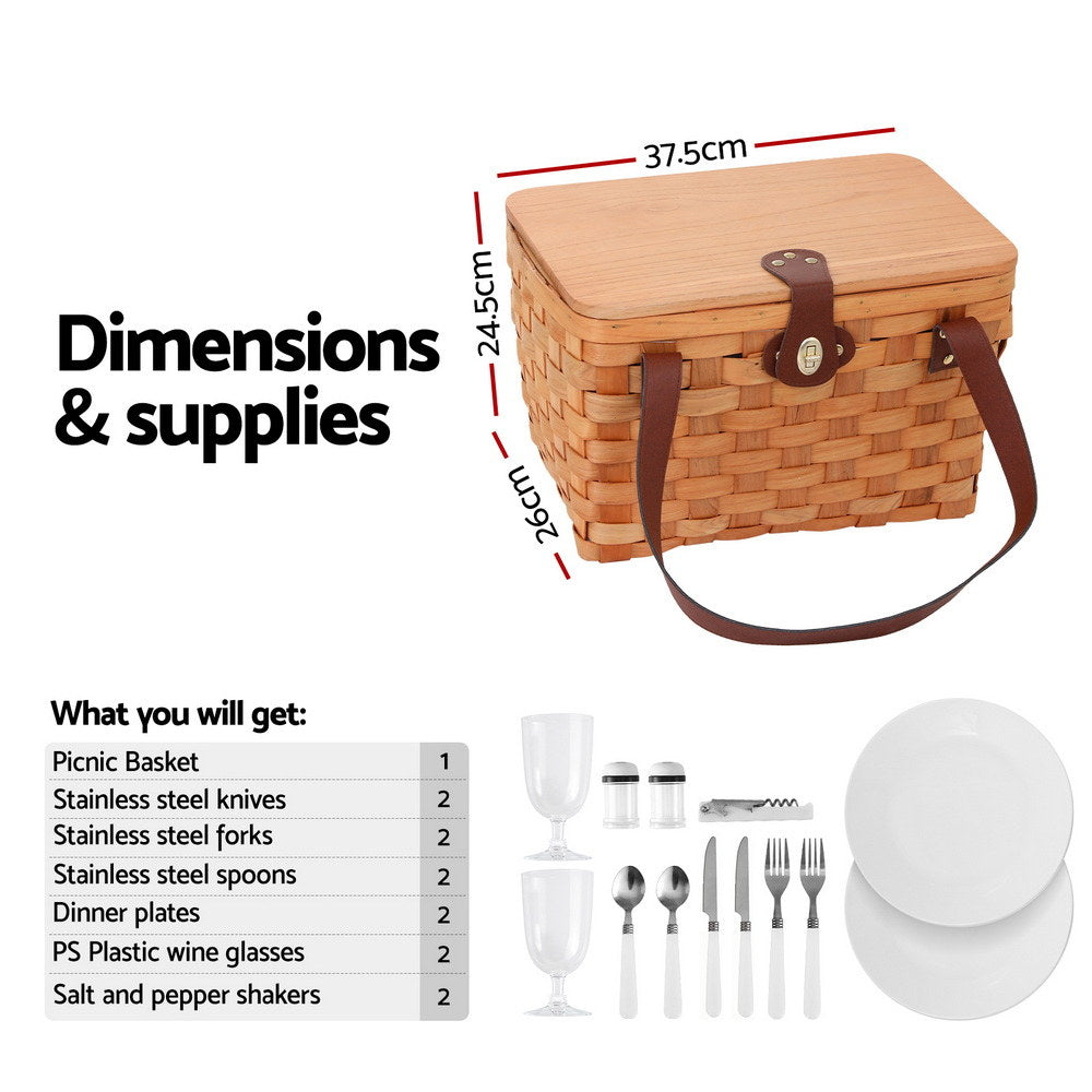 Alfresco 2 Person Willow Picnic Basket Set, view 2