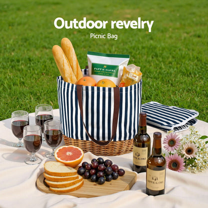 Alfresco 4 Person Willow Picnic Tote Basket Set, view 4
