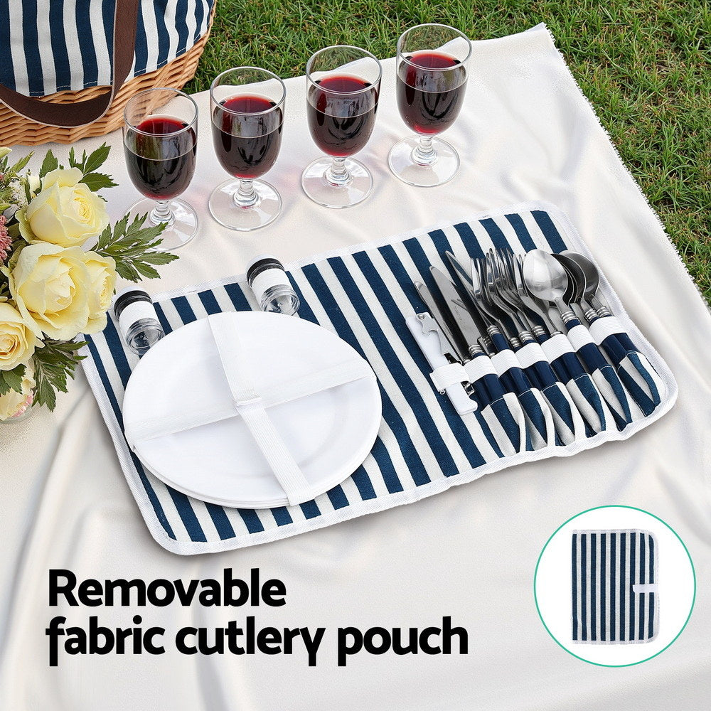 Alfresco 4 Person Willow Picnic Tote Basket Set, view 5