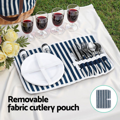 Alfresco 4 Person Willow Picnic Tote Basket Set, view 5