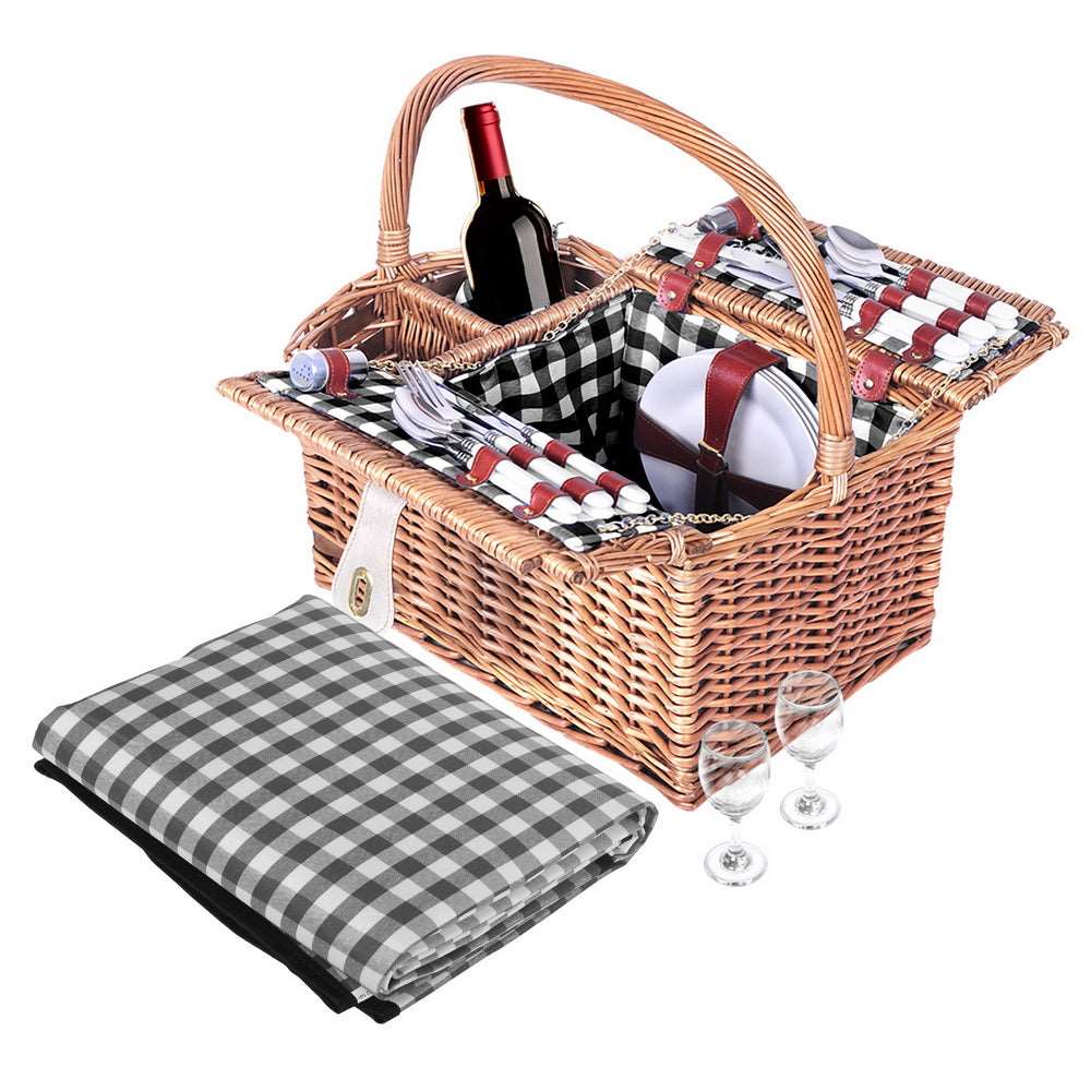 Alfresco 4-Person Picnic Basket Set with Blanket