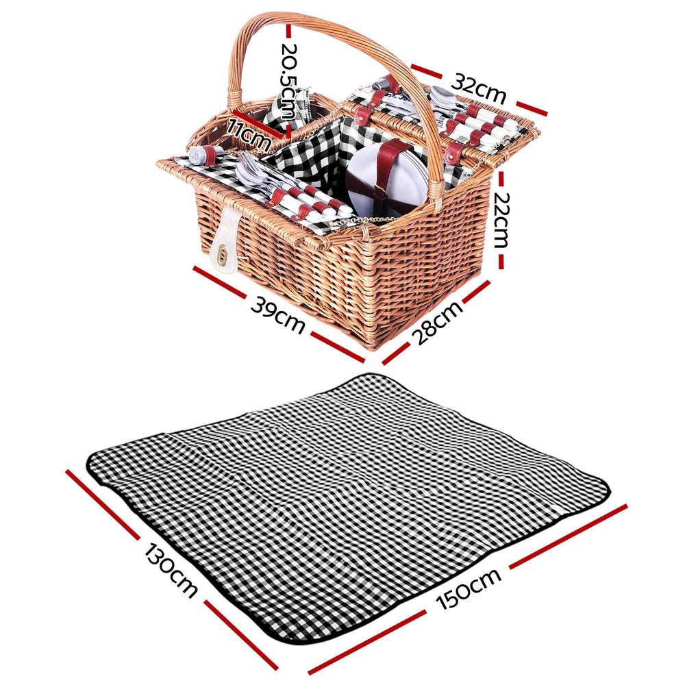 Alfresco 4-Person Picnic Basket Set with Blanket, view 2