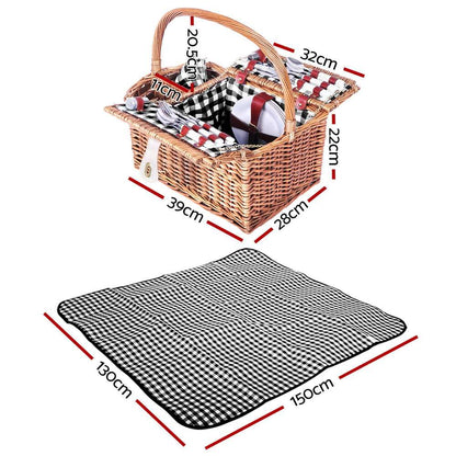 Alfresco 4-Person Picnic Basket Set with Blanket, view 2