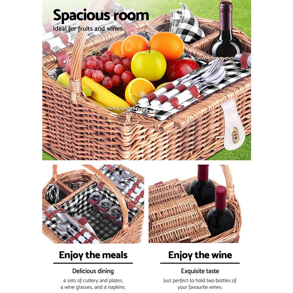 Alfresco 4-Person Picnic Basket Set with Blanket, view 5