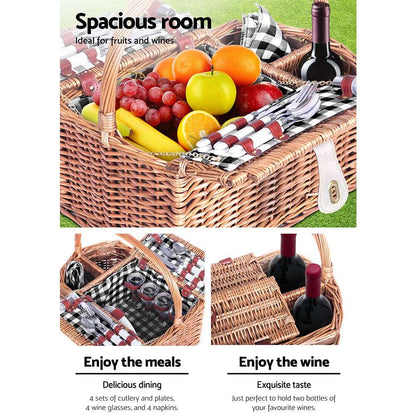 Alfresco 4-Person Picnic Basket Set with Blanket, view 5