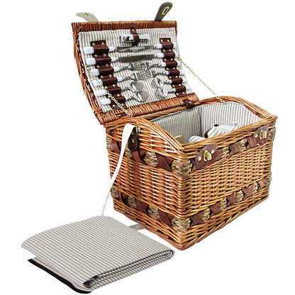 Alfresco 4-Person Picnic Basket Set with Blanket