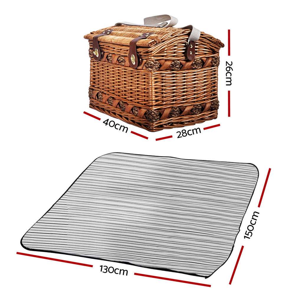 Alfresco 4-Person Picnic Basket Set with Blanket, view 2