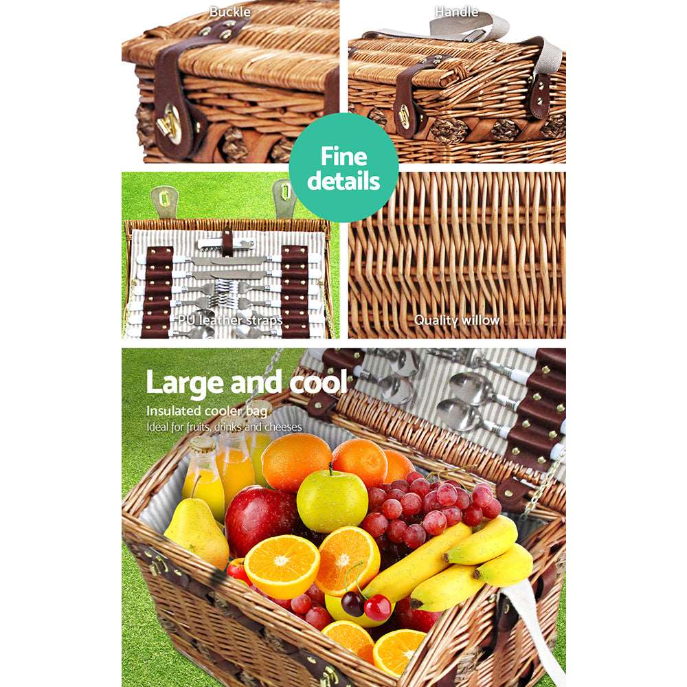 Alfresco 4-Person Picnic Basket Set with Blanket, view 4