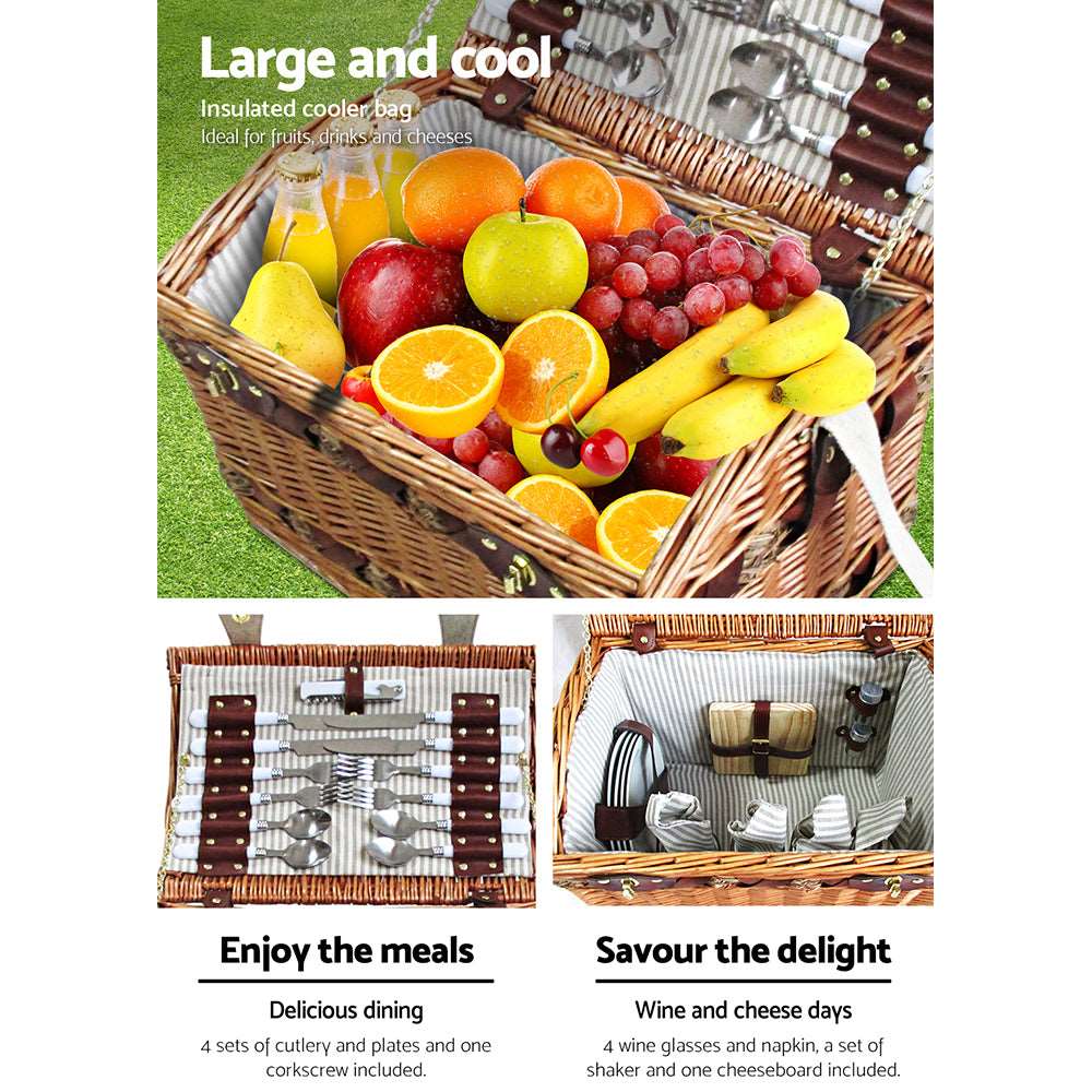 Alfresco 4-Person Picnic Basket Set with Blanket, view 5