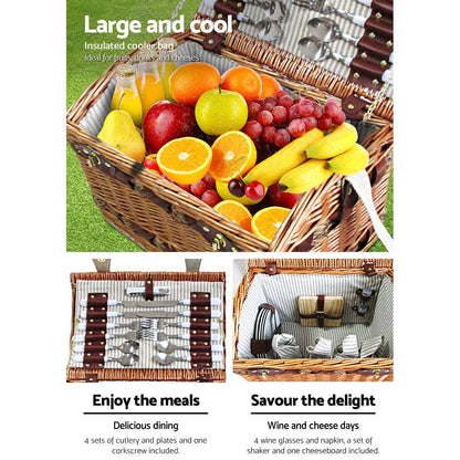 Alfresco 4-Person Picnic Basket Set with Blanket, view 5