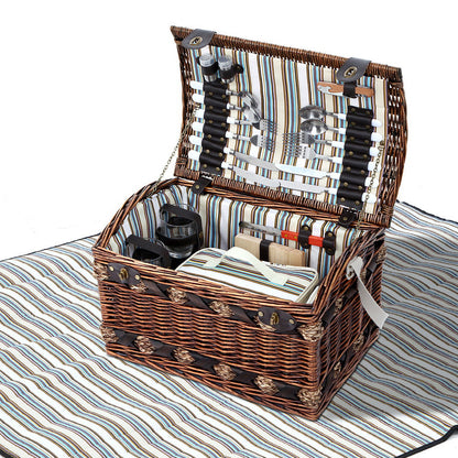 Alfresco 4 Person Picnic Basket Set with Blanket