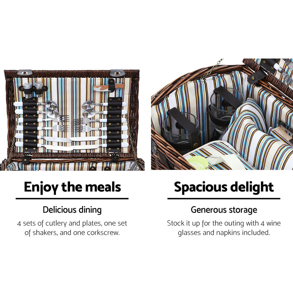 Alfresco 4 Person Picnic Basket Set with Blanket, view 4