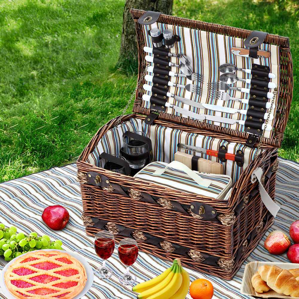 Alfresco 4 Person Picnic Basket Set with Blanket, view 7
