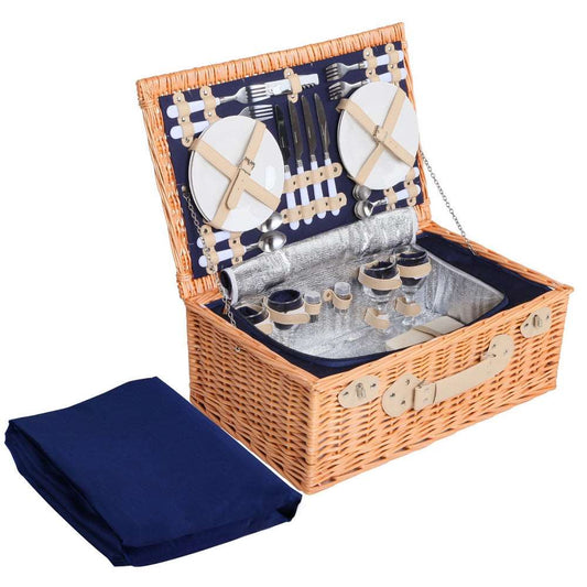 Alfresco 4-Person Wicker Picnic Basket Set