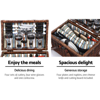 Alfresco 4 Person Folding Picnic Basket Set, view 4
