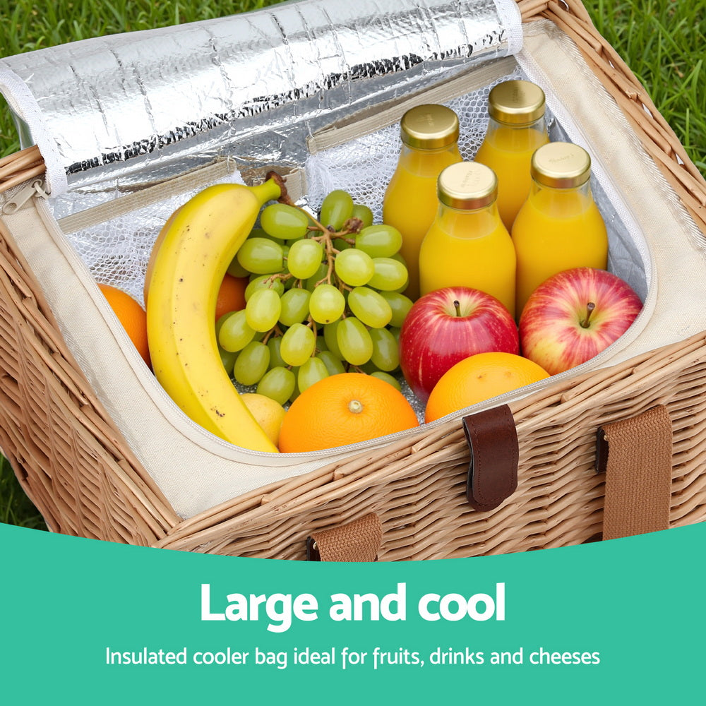 Alfresco 4-Person Willow Picnic Basket Set with Table, view 5
