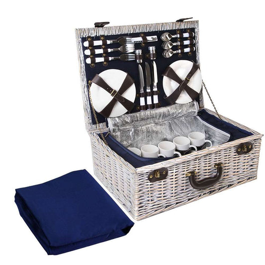 Alfresco 6-Person Picnic Basket Set – Cooler Bag & Blanket