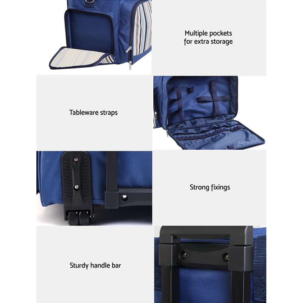 Alfresco 6-Person Insulated Picnic Trolley Set, view 4