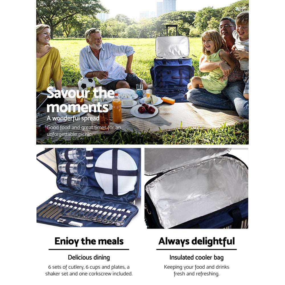 Alfresco 6-Person Insulated Picnic Trolley Set, view 5