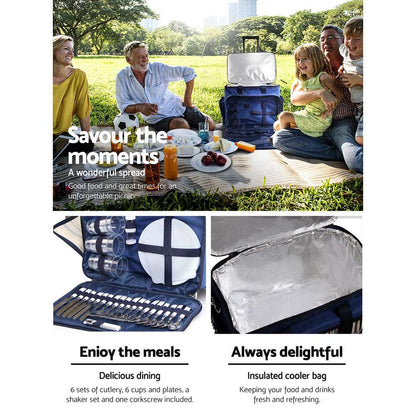 Alfresco 6-Person Insulated Picnic Trolley Set, view 5