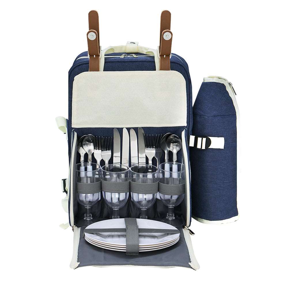 Alfresco 4 Person Picnic Backpack Set - Blue, view 3