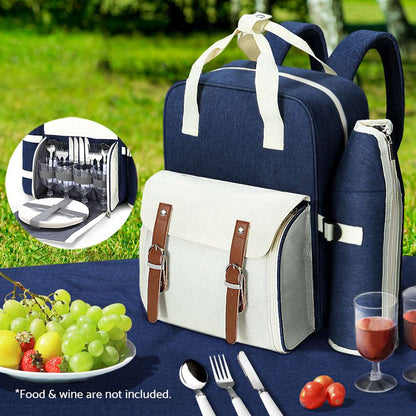 Alfresco 4 Person Picnic Backpack Set - Blue, view 8