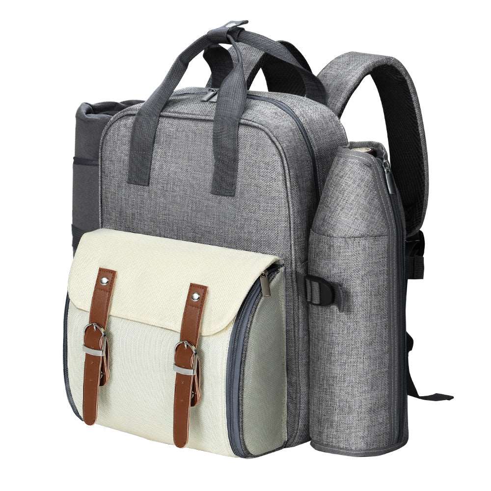 Alfresco 4 Person Picnic Backpack Set - Grey
