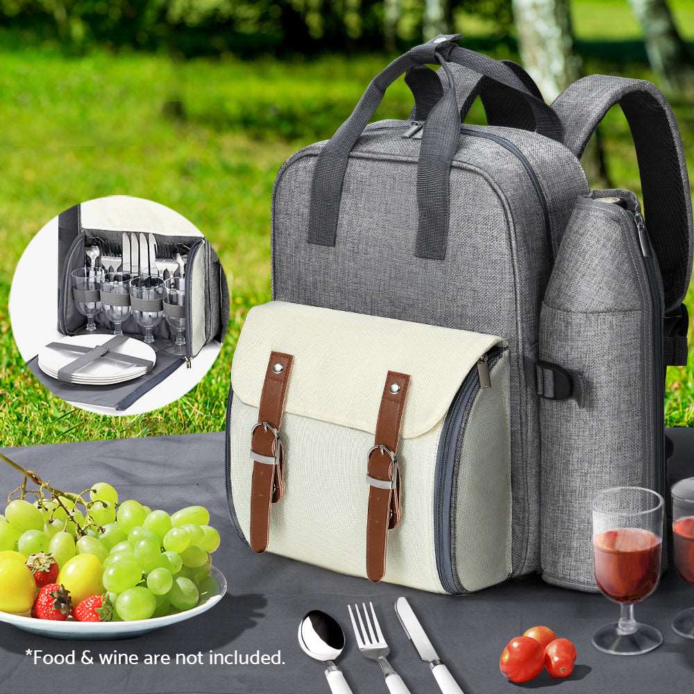 Alfresco 4 Person Picnic Backpack Set - Grey, view 8