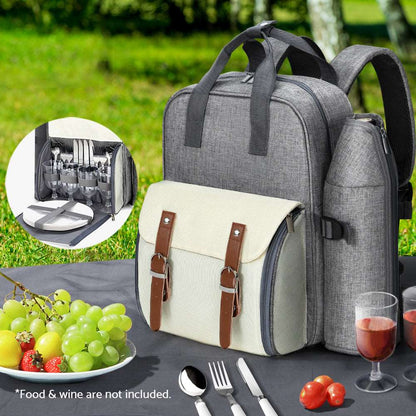 Alfresco 4 Person Picnic Backpack Set - Grey, view 8