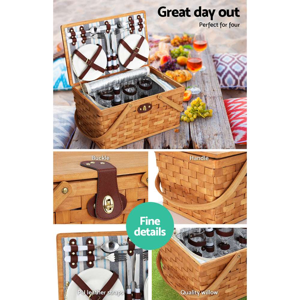 4 Person Picnic Basket Set with Cooler – Alfresco, view 4
