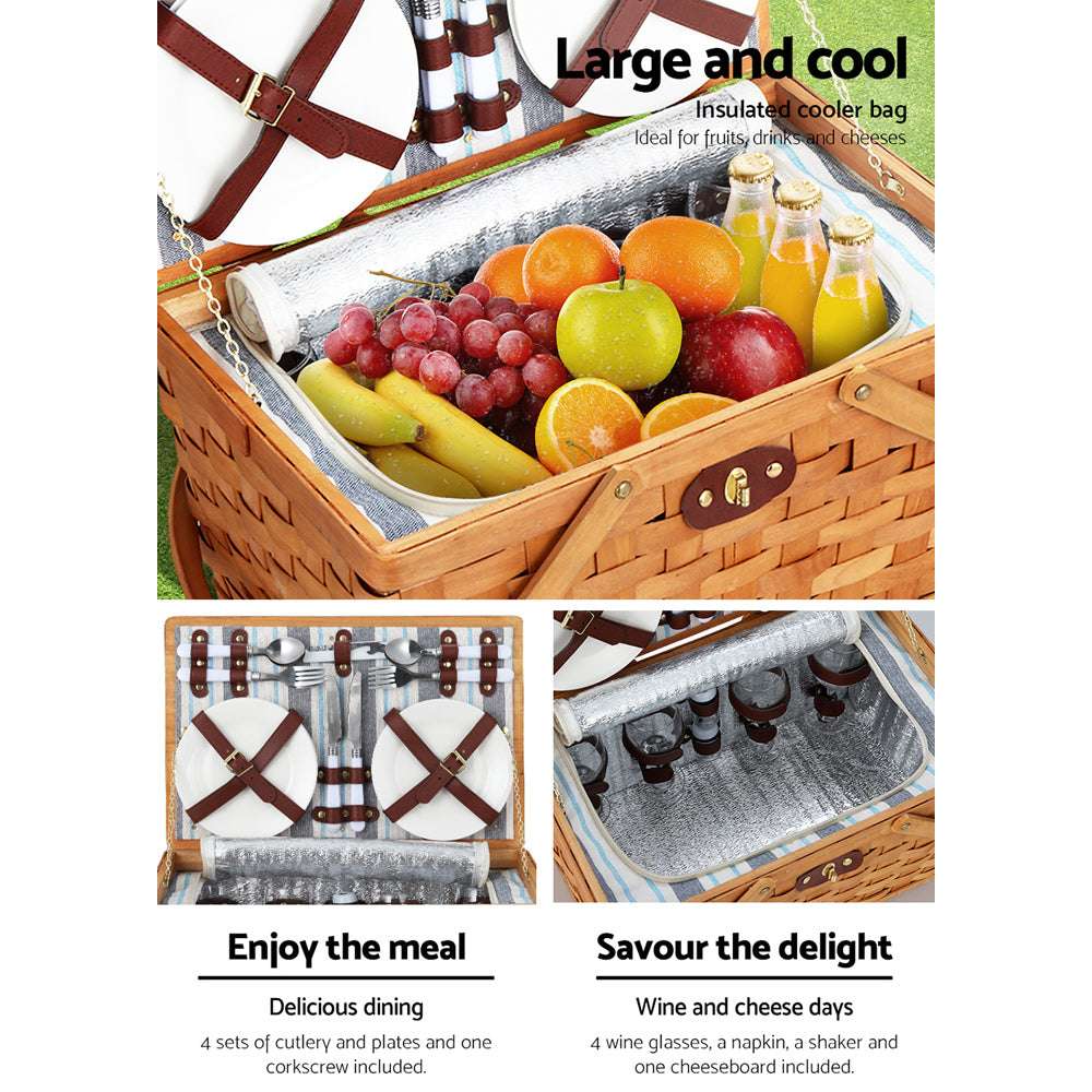 4 Person Picnic Basket Set with Cooler – Alfresco, view 5