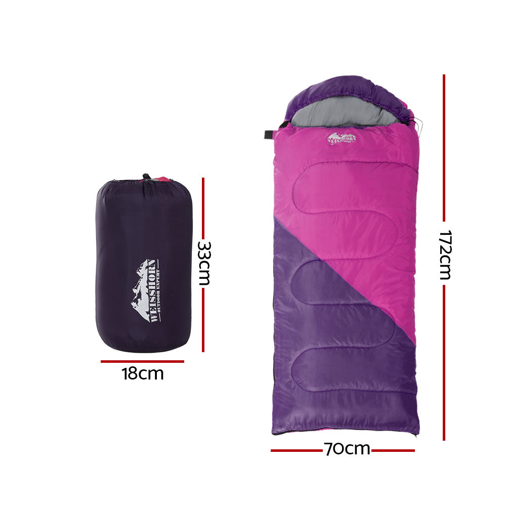 Kids' 172cm Thermal Sleeping Bag – Pink, -5°C to 20°C, view 2