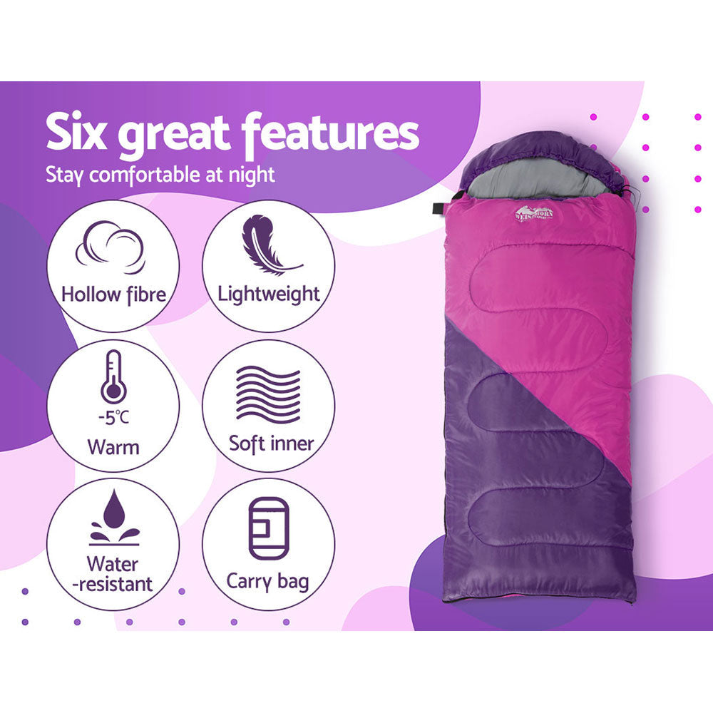 Kids' 172cm Thermal Sleeping Bag – Pink, -5°C to 20°C, view 5