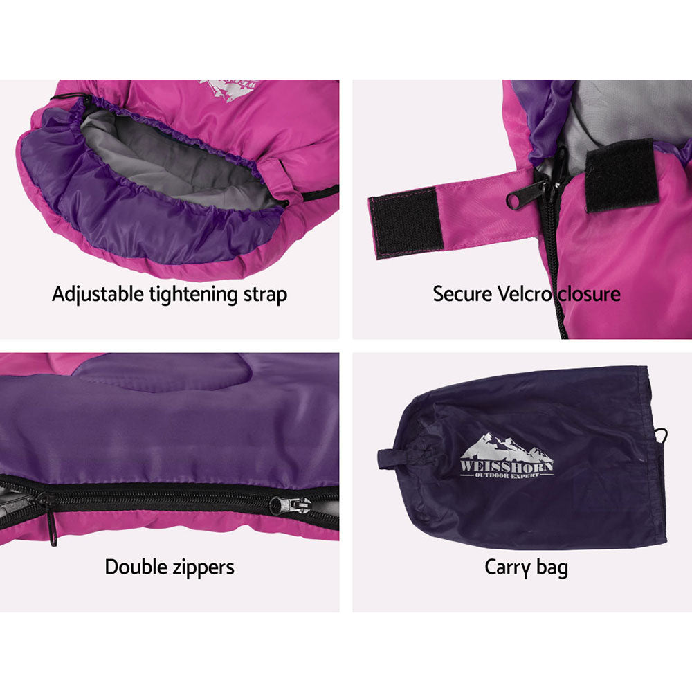 Kids' 172cm Thermal Sleeping Bag – Pink, -5°C to 20°C, view 7