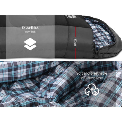 Winter Camping Sleeping Bag 0°C Comfort - Weisshorn Black, view 5