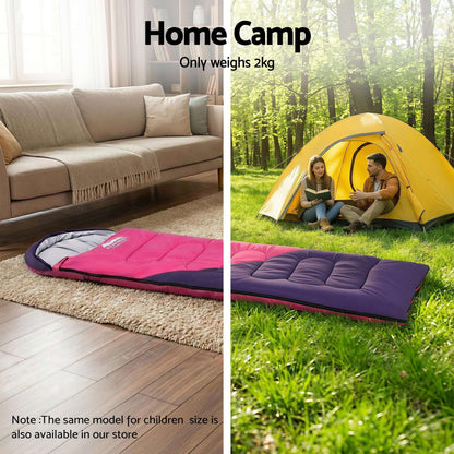 Single Sleeping Bag 213cm – 3-4 Season Pink, view 4
