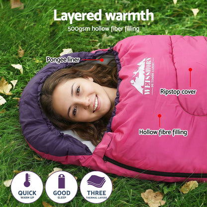 Single Sleeping Bag 213cm – 3-4 Season Pink, view 5