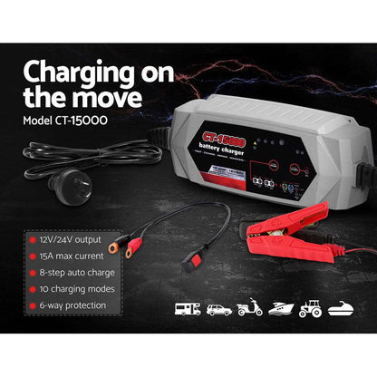 Giantz 15A Smart Battery Charger 12V 24V, view 3