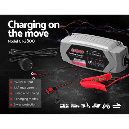Giantz CT-3800 3.5A Auto Battery Charger 6V 12V AGM, view 3