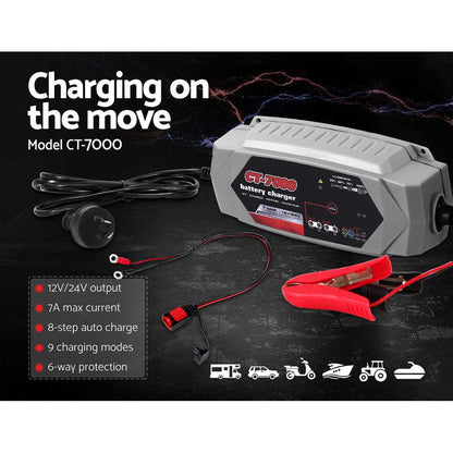 Giantz CT-7000 7A Battery Charger 12V 24V, view 3