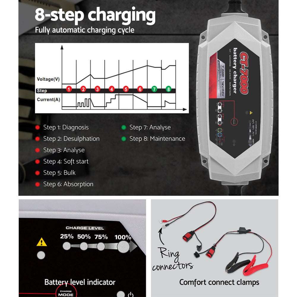 Giantz CT-7000 7A Battery Charger 12V 24V, view 5