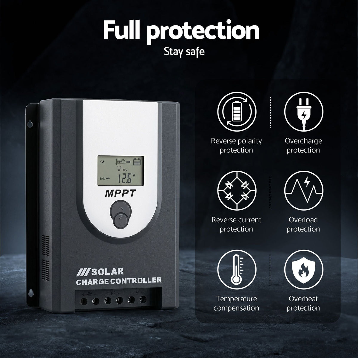 Giantz 50A MPPT Solar Charge Controller 12V/24V Bluetooth, view 6
